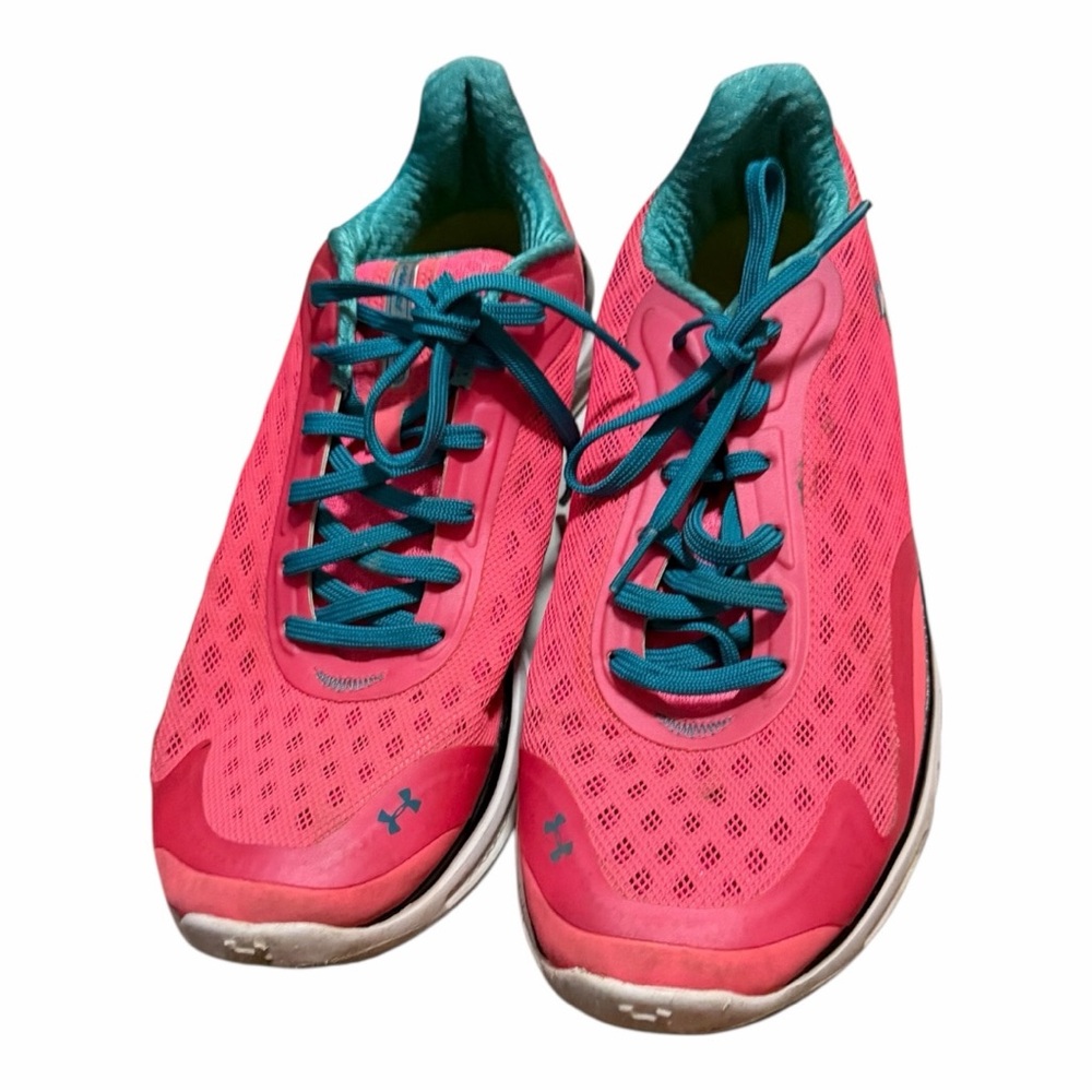 Under Armour Women's Pink and Teal Sneakers Good used condition CB16